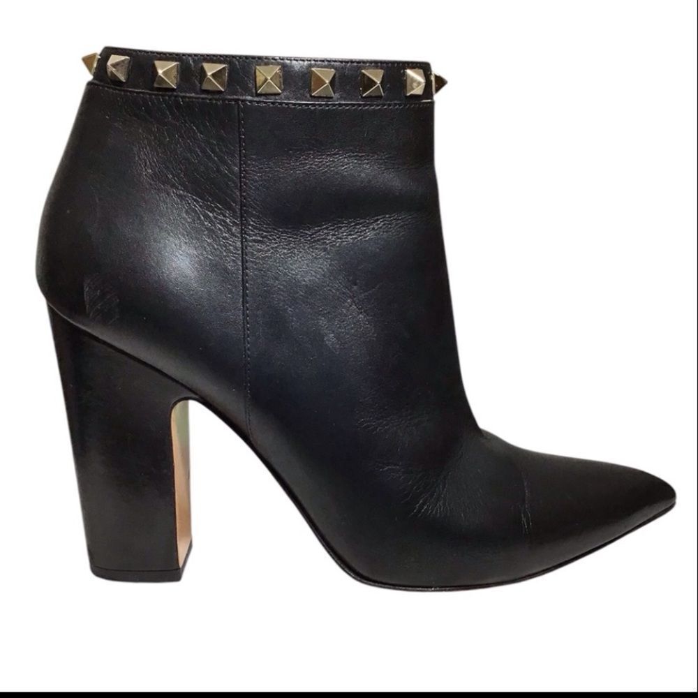 VALENTINO GARAVANI Black Calfskin Rockstud 100mm Ankle Boots Size 40
